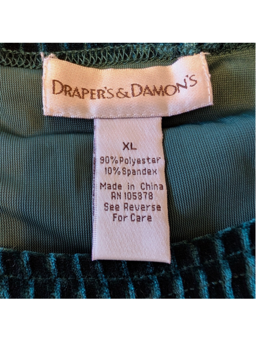 Draper’s & Damon’s Petite XL Teal Velour Lounge Set 2PC Ribbed Top Wide Leg Pant - Picture 8 of 8